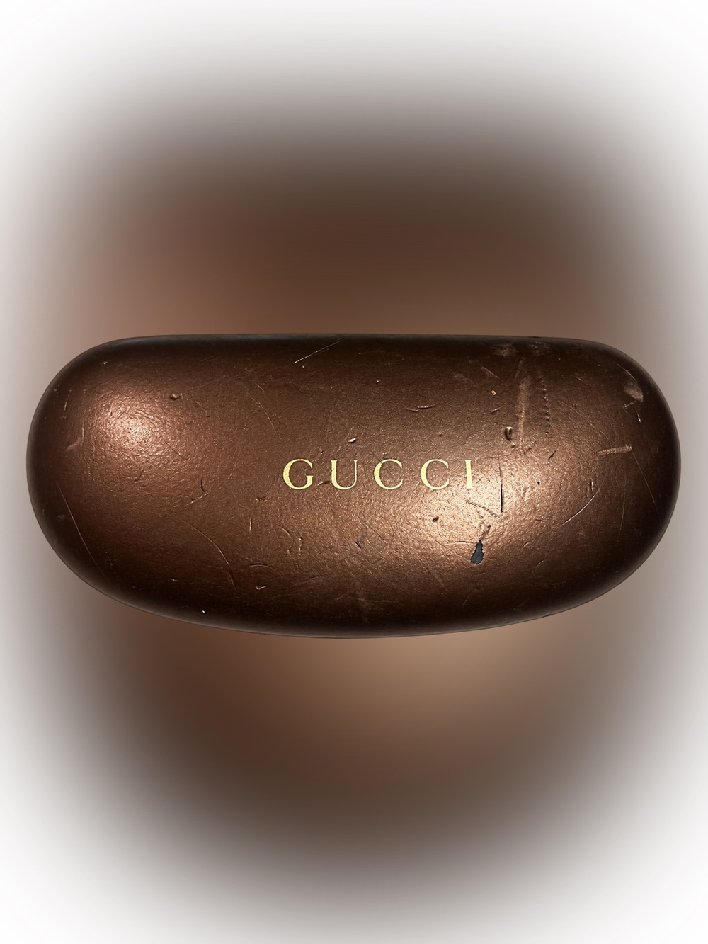 Gucci ❤️💚🤎Brown Hard Sunglasses Case with Gold Logo